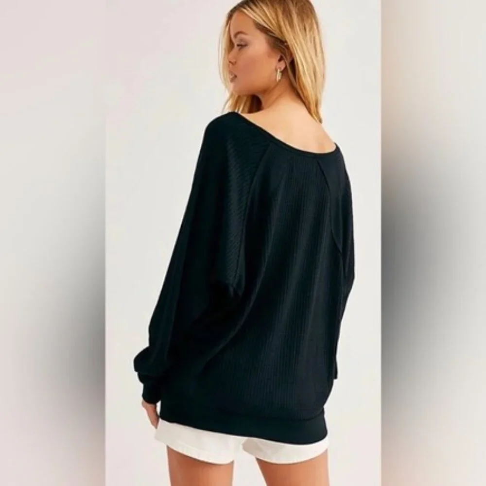 Free People  Santa Clara Long long Sleeve V-neck Black, NEW… - Picture 3 of 8